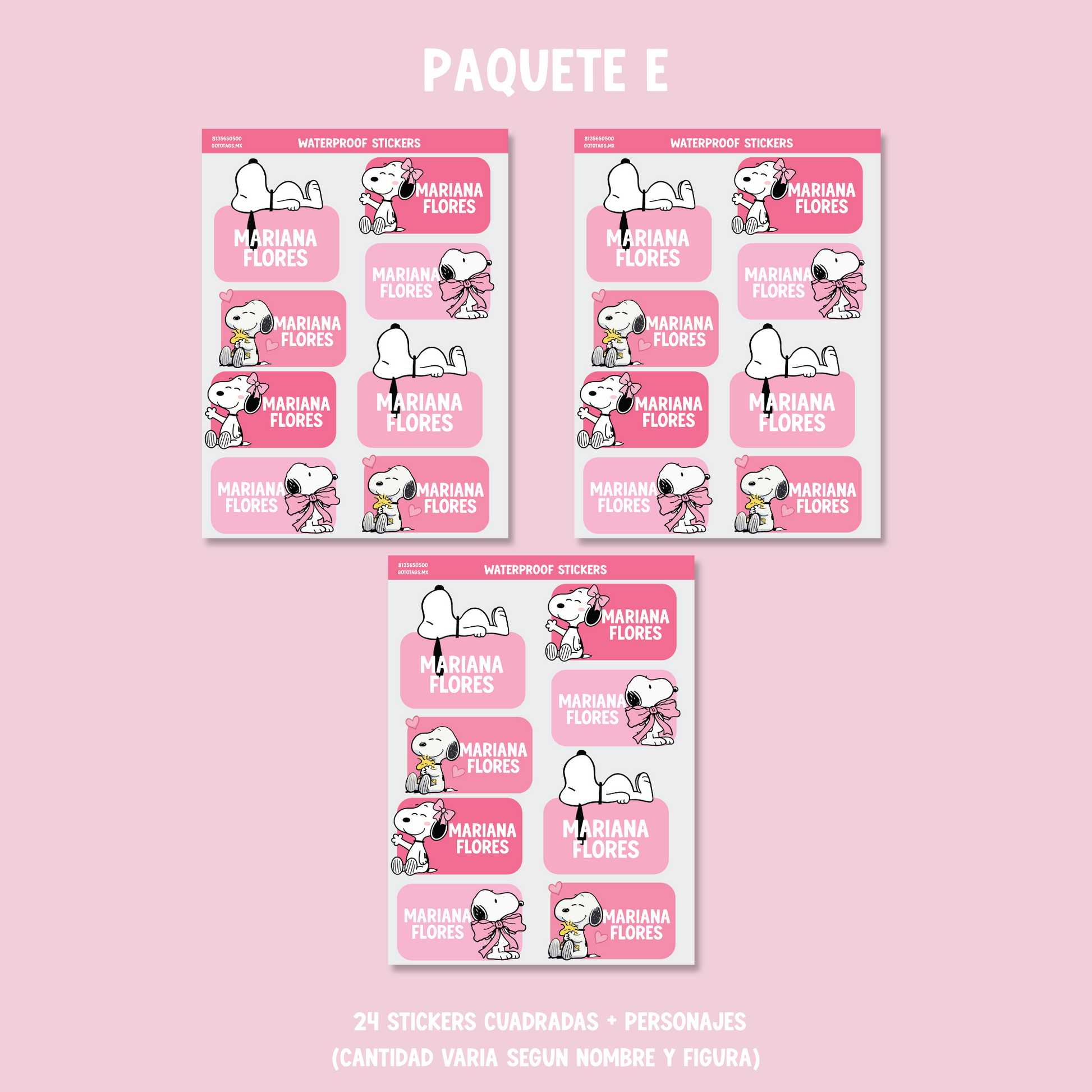Stickers Snoopy Rosa